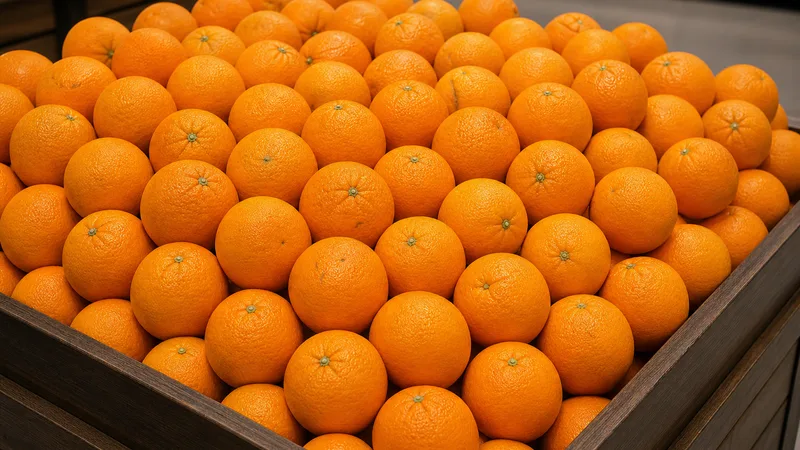 Exposição comercial de Laranja Bahia