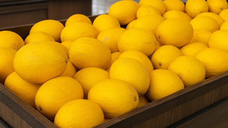 Exposição comercial de Melão Amarelo