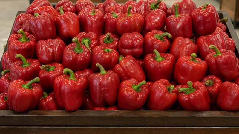 Exposição comercial de Pimentão Vermelho