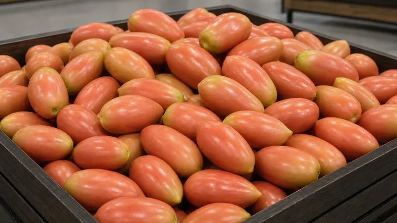 Exposição comercial de Tomate Italiano